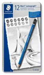 STAEDTLER Grafitceruza készlet, fém doboz, hatszögletű, STAEDTLER "Mars Lumograph 100", 12 különböző keménység (100 G12 S)