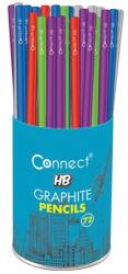 Connect Grafitceruza HB, 5 féle színű kerek test, Connect 72 db/csomag, (105570)