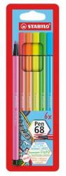 STABILO Rostirón készlet, 1 mm, STABILO "Pen 68", 6 neon szín (6806-1) - mystock
