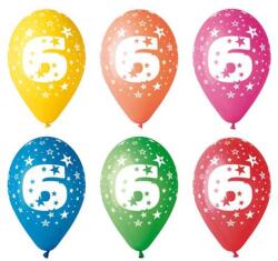  Léggömb, 26cm, számos, 6, 5db/cs (11-PRINT6)
