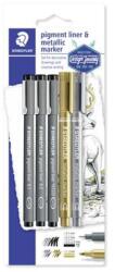 STAEDTLER Tusfilc és dekormarker készlet, 5 db, STAEDLER, "Pigment Liner 308 (308 SBK3P3)