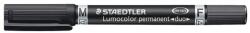 STAEDTLER Alkoholos marker, F/M, 0, 6/1, 5 mm, kúpos, kétvégű, STAEDTLER "Lumocolor Duo 348", fekete (348-9) - mystock