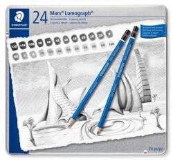 STAEDTLER Grafitceruza készlet, fém doboz, hatszögletű, STAEDTLER "Mars® Lumograph® 100", 24 különböző keménység (100 G24)