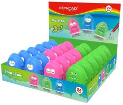 Keyroad Hegyező 1 lyukú radírral és porkefével 24 db/display Keyroad Rocky Docky vegyes színek (KR972128) - mystock