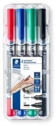 STAEDTLER Alkoholos marker készlet, F/M, 0, 6/1, 5 mm, kúpos, kétvégű, STAEDTLER "Lumocolor Duo 348", 4 különböző szín (348 WP4)