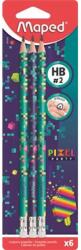 Maped Grafitceruza radírral, HB, háromszögletű, MAPED "Pixel Party", 6 darab (851816) - mystock