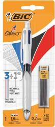 BIC Golyóstoll, háromszínű, nyomósirónnal egyben, BIC "4 Colours" + grafitbél, 2db/bliszt (942103)