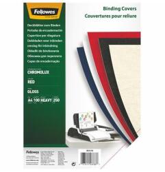 Fellowes Hátlap, A4, 250 g, fényes, FELLOWES "Chromolux", piros, 100db/cs (5378303) - mystock
