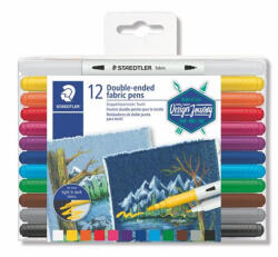 STAEDTLER Textilmarker, kétvégű, STAEDTLER "3190", 12 különböző szín (3190 TB12) - mystock