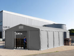 TOOLPORT Ipari sátor, 8x16m, PVC ponyva, szürke, padlókerettel, statikai megerősítés nélkül Raktár sátor - (94244)