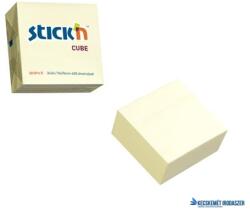 STICK N Öntapadó kockatömb, 76x76mm, 400 lap, STICK N, pasztellsárga (SN21072) - kecskemetirodaszer