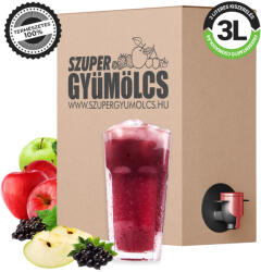 Szupergyümölcs Fekete Ribizlilé / Alma 100% Gyümölcslé 3 Literes Kiszerelés Bag-in-Box