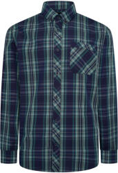 KAM Jeanswear Camasa cu maneca lunga din bumbac 100% cu linii verzi bleumarin-CASUAL CHECK - 2XL 3XL 4XL 5XL 6XL 7XL