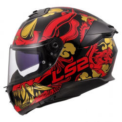 LS2 Stream II FF808 Drako Gloss Black/Red Cască Moto Față întreagă ECE 22.06 1550gr cu Sunvisor 16808 28 12 (12)