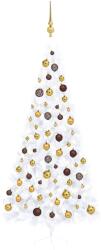 vidaXL Jumatate cu LED&globuri 240 cm alb (3077486)