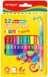 Keyroad Rostirón, filctoll kétvégű készlet 12 db/doboz Keyroad duo fiber marker 24 klf. szín (KR972435) (43653)