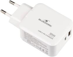 Bluestork telefon töltő (USB-C, USB-A, 30W, fehér) (PW-NB-30-C-A/2) (PW-NB-30-C-A/2)