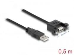Delock USB 2.0-s A típusú bementi csatlakozós > USB 2.0-s A-típusú csatlakozóhüvely panelrögzítéssel 0, 5m kábel (85461)