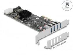 Delock PCI Express x4 kártya - 4 x USB-A 3.2 Gen 1 port (89008) (89008) - aqua