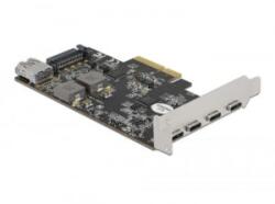 Delock PCI Express x4 kártya - 4 x USB-C + 1 x belső USB-A (90059) (90059) - aqua