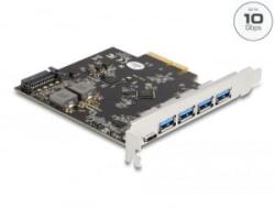 Delock PCI Express x4 Kártya - 1 x USB Type-C + 4 x A-típusú USB - SuperSpeed USB 10 Gbps (89026) - aqua
