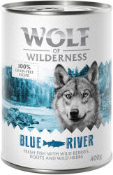 Wolf of Wilderness 6x400g Wolf of Wilderness Adult 5 + 1 ingyen! nedves kutyatáp - Blue River hal