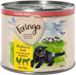 Feringa 6x200g Kitten Feringa nedves kölyökmacskatáp - csirke, borjú, sárgarépa & pitypang