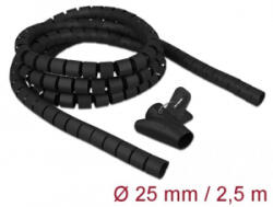 Delock spirális kábelburkolat behúzó eszközzel 2, 5m x 25mm fekete (18837)