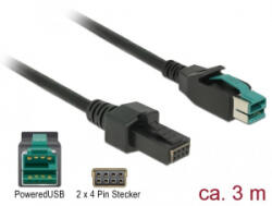 Delock Powered USB kábel apa 12 V > 2 x 4 tűs apa 3m (85484)