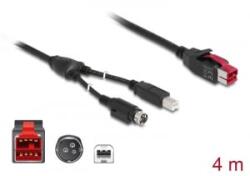 Delock PoweredUSB kábel apa 24 V > B-típusú USB apa + Hosiden Mini-DIN 3 tűs apa 4m POS nyomtatókhoz (85490) (85490)