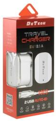  Зарядно устройство DeTech DE-15M 5V/3.1A 2USB C Micro USB Кабел 1.0м (Зарядно устройство DeTech DE-15M 5V/3.1A 2USB C Micro USB)