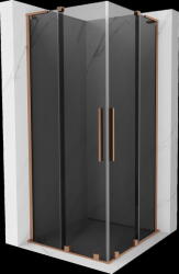 Mexen Velar L Duo, zuhanykabin tolóajtóval 80 x 80 cm, 8mm szürke üveg, rézmatt, 871-080-080-02-43-65 (871-080-080-02-43-65)