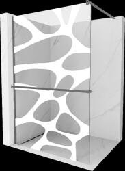 Mexen Kioto+, Walk-In zuhany paraván polccal és akasztóval 90 x 200 cm, 8 mm átlátszó üveg fehér mintás, grafit profil, 800-090-121-95-97 (800-090-121-95-97)