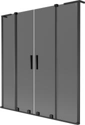 Mexen Velar L Duo, 2 szárnyas eltolható kádparaván 150 x 150 cm, 8mm szürke üveg, fekete matt, 896-150-003-42-70 (896-150-003-42-70)