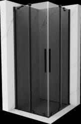 Mexen Velar Duo, zuhanykabin tolóajtóval 90 x 90 cm, 8mm szürke üveg, fekete matt, 871-090-090-42-70 (871-090-090-42-70)