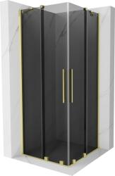 Mexen Velar Duo, zuhanykabin tolóajtóval 80 x 80 cm, 8mm szürke üveg, arany matt, 871-080-080-42-55 (871-080-080-42-55)