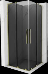 Mexen Velar L Duo, zuhanykabin tolóajtóval 100 x 100 cm, 8mm szürke üveg, arany fényes, 871-100-100-02-43-50 (871-100-100-02-43-50)