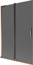 Mexen Velar L, 2 szárnyas eltolható kádparaván 120 x 150 cm, 8mm szürke üveg, rózsaszín arany, 896-120-003-41-60 (896-120-003-41-60)
