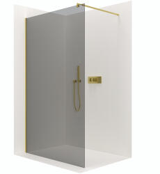Cerano - Walk-in Onyx L/R zuhanyparaván - kerek támaszték - aranycsiszolt, grafitüveg - 90x200 cm, CER-CER-8050BD207 (CER-CER-8050BD207)