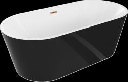Mexen Luna, szabadon álló kád 180 x 80 cm, fehér-fekete, rózsaszín arany túlfolyó, 52031808075-60 (52031808075-60)