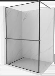 Mexen Kioto+, Walk-In zuhanyparaván polccal és akasztóval 140 x 200 cm, 8 mm átlátszó üveg fekete mintás, grafit profil, 800-140-121-95-70 (800-140-121-95-70)