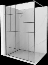Mexen Kioto, Walk-In zuhany paraván 140 x 200 cm, 8 mm átlátszó üveg fekete mintás, grafit profil, 800-140-101-95-78 (800-140-101-95-78)