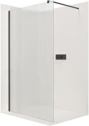 Cerano - Zuhanyfal Walk-in Onyx L/R - kerek rugóstag - fekete matt, barázdált üveg - 150x200 cm, CER-CER-8050BD309 (CER-CER-8050BD309)