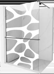 Mexen Kioto+, Walk-In zuhanyparaván polccal és akasztóval 70 x 200 cm, 8 mm átlátszó üveg fehér mintás, grafit profil, 800-070-121-95-97 (800-070-121-95-97)
