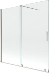 Mexen Velar, 2 szárnyas eltolható kádparaván 160 x 150 cm, 8 mm átlátszó üveg, csiszolt acél, 896-160-000-01-97 (896-160-000-01-97)