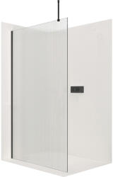 Cerano - Zuhanyfal Walk-in Onyx Top L/P - kerek támasz - fekete matt, barázdált üveg - 90x200 cm, CER-CER-8050BD1580 (CER-CER-8050BD1580)