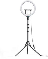  Kör alakú LED lámpa 44cm, 18, állítható fényerősséggel, állvánnyal és távirányítóval, fekete színű