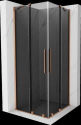 Mexen Velar Duo, zuhanykabin tolóajtóval 100 x 100 cm, 8mm szürke üveg, rézmatt, 871-100-100-42-65 (871-100-100-42-65)