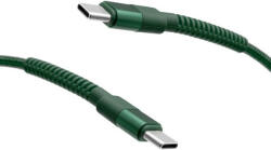 mobilNET USB-C kábel szőtt burkolattal, 3A, 60W, 1 méter, zöld