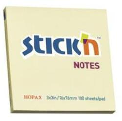 STICK N Öntapadó jegyzettömb, 76x76 mm, 100 lap, STICK N, pasztellsárga (SN21007) - jatekotthon